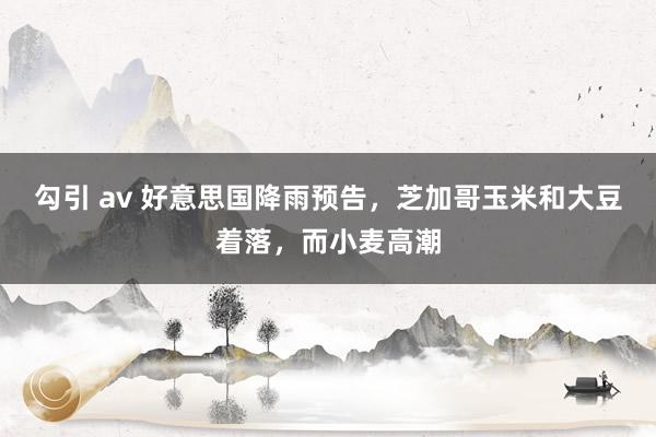 勾引 av 好意思国降雨预告，芝加哥玉米和大豆着落，而小麦高潮