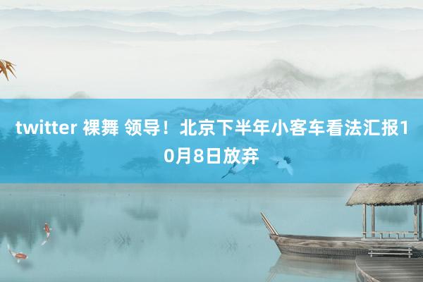 twitter 裸舞 领导！北京下半年小客车看法汇报10月8日放弃