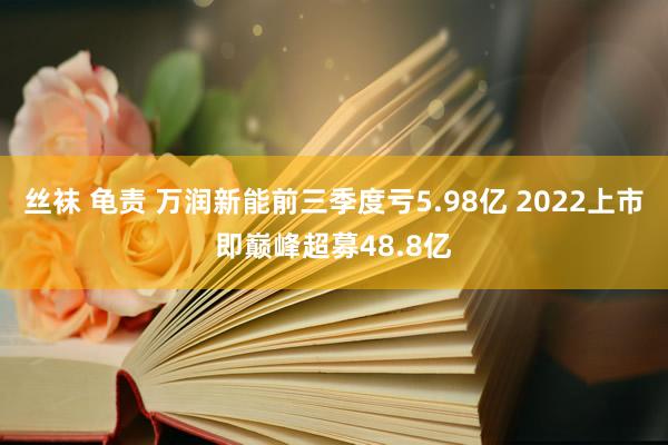 丝袜 龟责 万润新能前三季度亏5.98亿 2022上市即巅峰超募48.8亿
