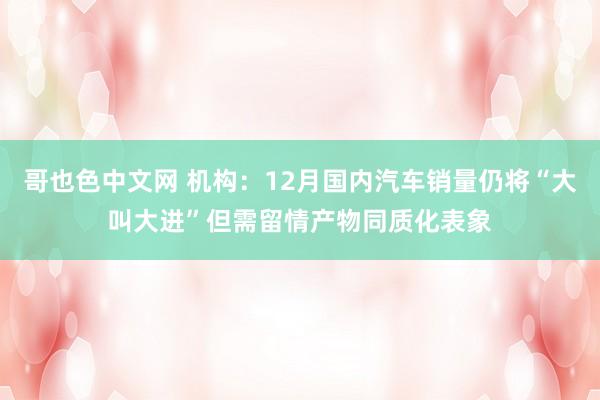 哥也色中文网 机构：12月国内汽车销量仍将“大叫大进”但需留情产物同质化表象