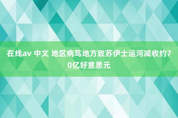 在线av 中文 地区病笃地方致苏伊士运河减收约70亿好意思元