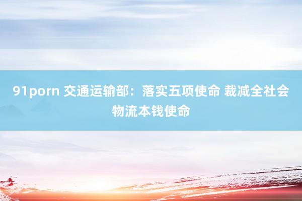 91porn 交通运输部：落实五项使命 裁减全社会物流本钱使命
