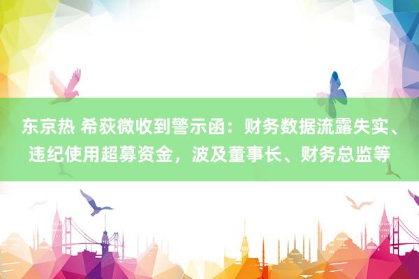 东京热 希荻微收到警示函：财务数据流露失实、违纪使用超募资金，波及董事长、财务总监等