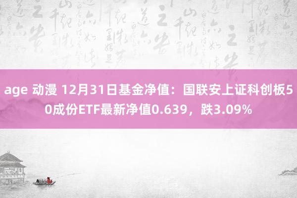 age 动漫 12月31日基金净值：国联安上证科创板50成份ETF最新净值0.639，跌3.09%