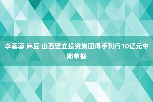 李蓉蓉 麻豆 山西竖立投资集团得手刊行10亿元中期单据