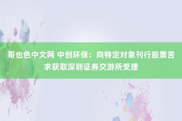 哥也色中文网 中创环保：向特定对象刊行股票苦求获取深圳证券交游所受理