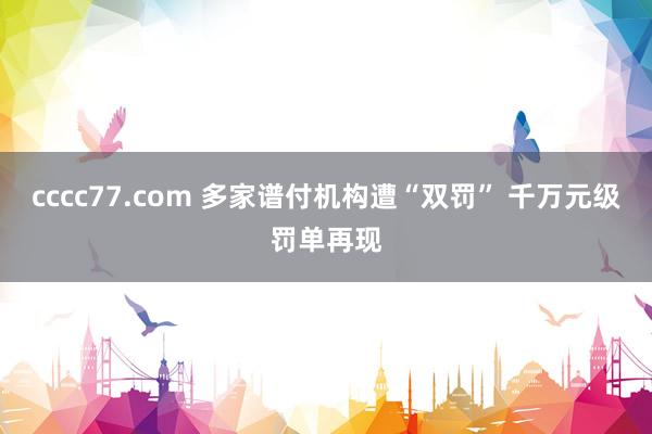 cccc77.com 多家谱付机构遭“双罚” 千万元级罚单再现