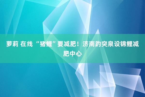萝莉 在线 “猪鲤”要减肥！济南趵突泉设锦鲤减肥中心