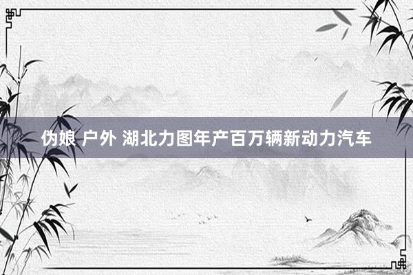 伪娘 户外 湖北力图年产百万辆新动力汽车
