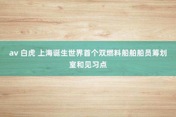av 白虎 上海诞生世界首个双燃料船舶船员筹划室和见习点