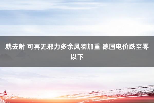 就去射 可再无邪力多余风物加重 德国电价跌至零以下