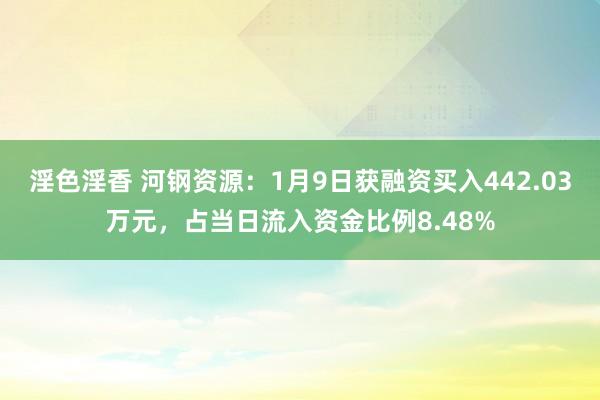 淫色淫香 河钢资源：1月9日获融资买入442.03万元，占当日流入资金比例8.48%