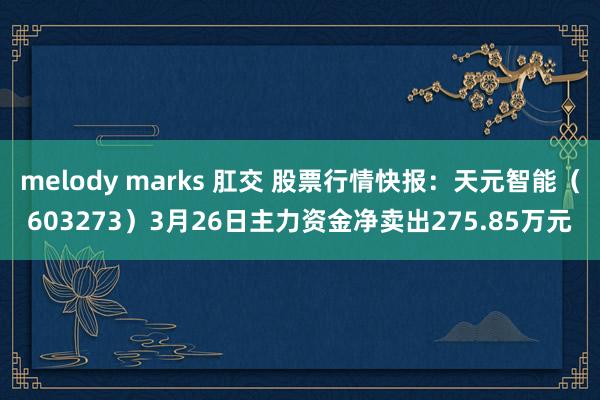 melody marks 肛交 股票行情快报：天元智能（603273）3月26日主力资金净卖出275.85万元