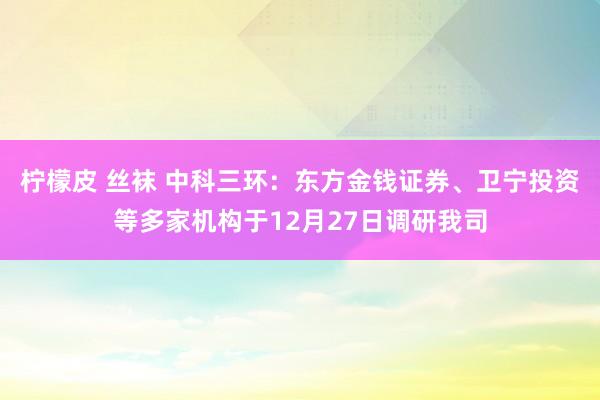 柠檬皮 丝袜 中科三环：东方金钱证券、卫宁投资等多家机构于12月27日调研我司