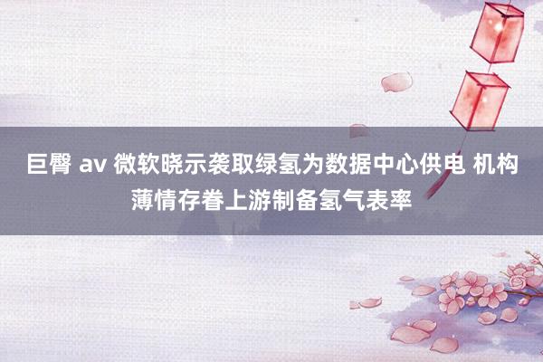 巨臀 av 微软晓示袭取绿氢为数据中心供电 机构薄情存眷上游制备氢气表率