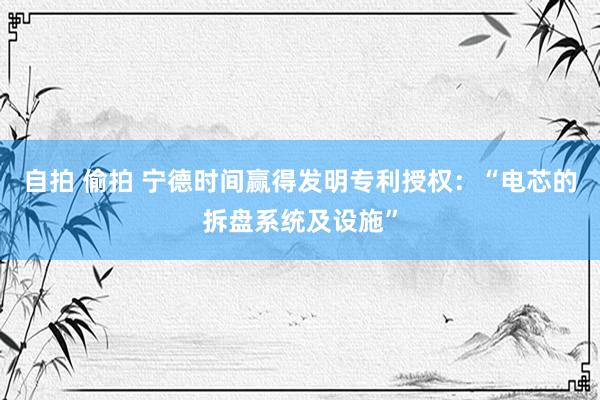 自拍 偷拍 宁德时间赢得发明专利授权：“电芯的拆盘系统及设施”