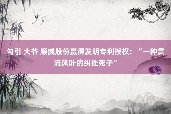 勾引 大爷 顺威股份赢得发明专利授权：“一种贯流风叶的纠处死子”