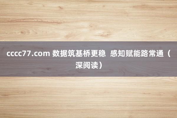 cccc77.com 数据筑基桥更稳  感知赋能路常通（深阅读）