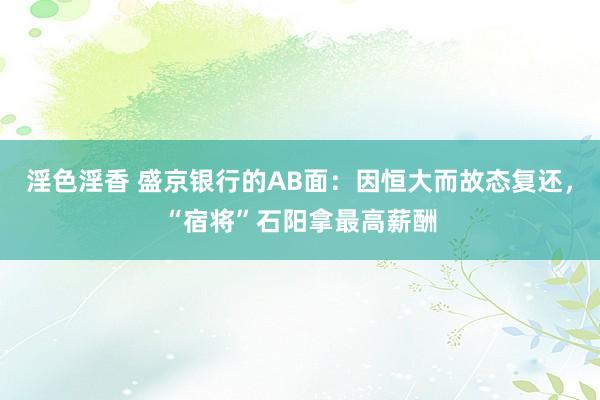 淫色淫香 盛京银行的AB面：因恒大而故态复还，“宿将”石阳拿最高薪酬