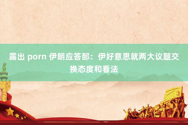 露出 porn 伊朗应答部：伊好意思就两大议题交换态度和看法