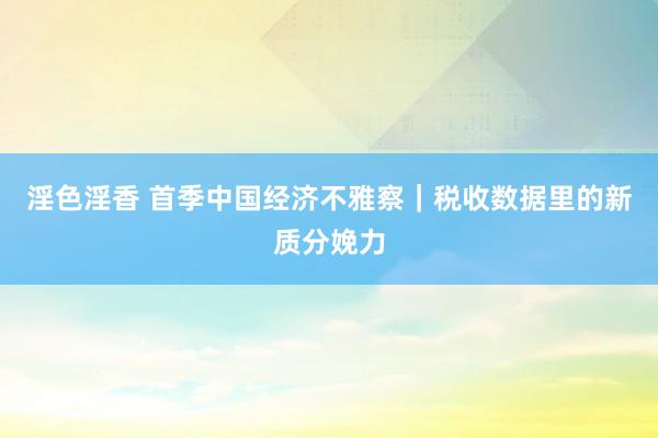 淫色淫香 首季中国经济不雅察｜税收数据里的新质分娩力